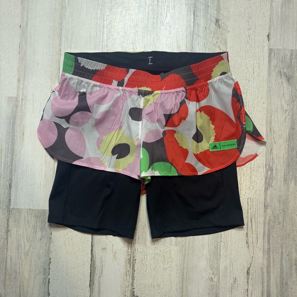 Adidas x Marimekko 2-in-1 Running Shorts Size Large - Picture 3 of 10